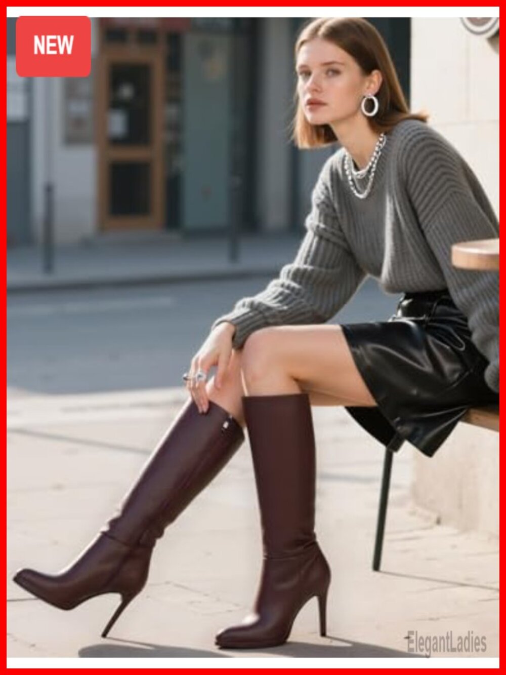Knee High Boots Women Round Toe Stiletto Heel Faux Leather Tall Platforms - Picture 5 of 6